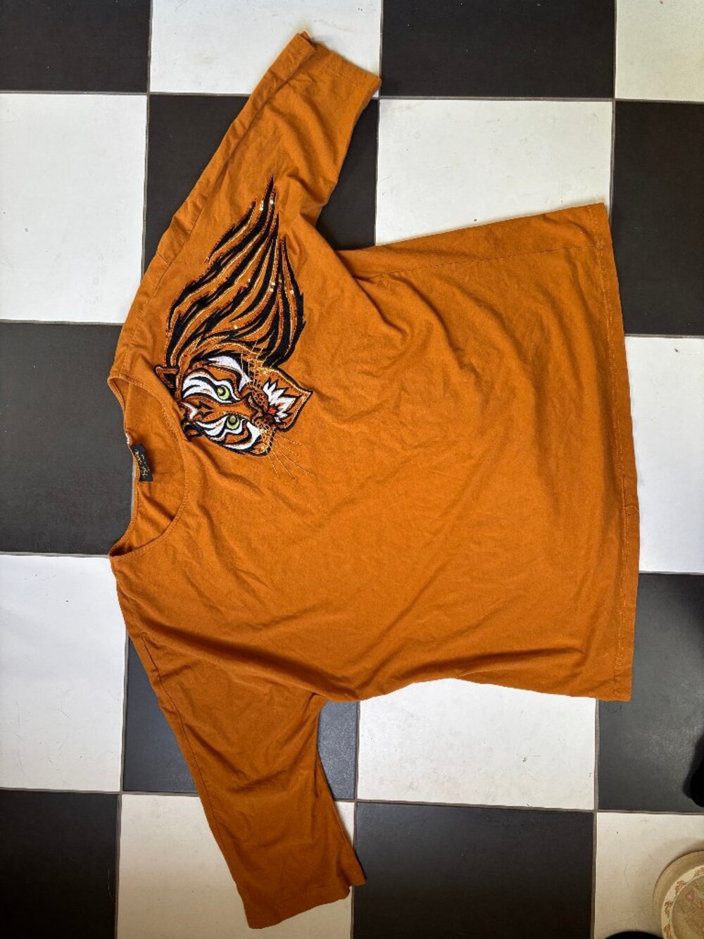 Bob Mackie ochre tiger shirt